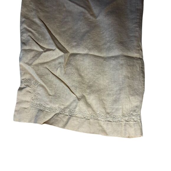 Nikki Valenti Irish Linen Top Pants Set Womens Sz. 16 Embroidered Tan Lagenlook - Picture 8 of 16